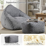 Cloud Bean Bag Chair with Ottoman for Adults
