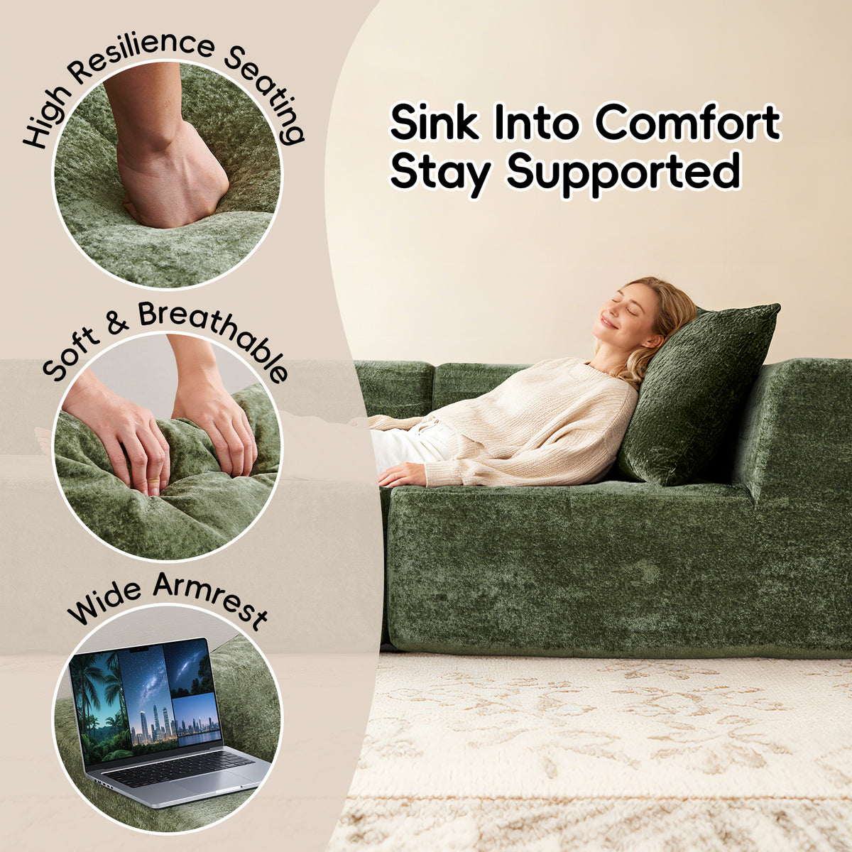 108" Modular Sectional Sofa L-Shape Chaise