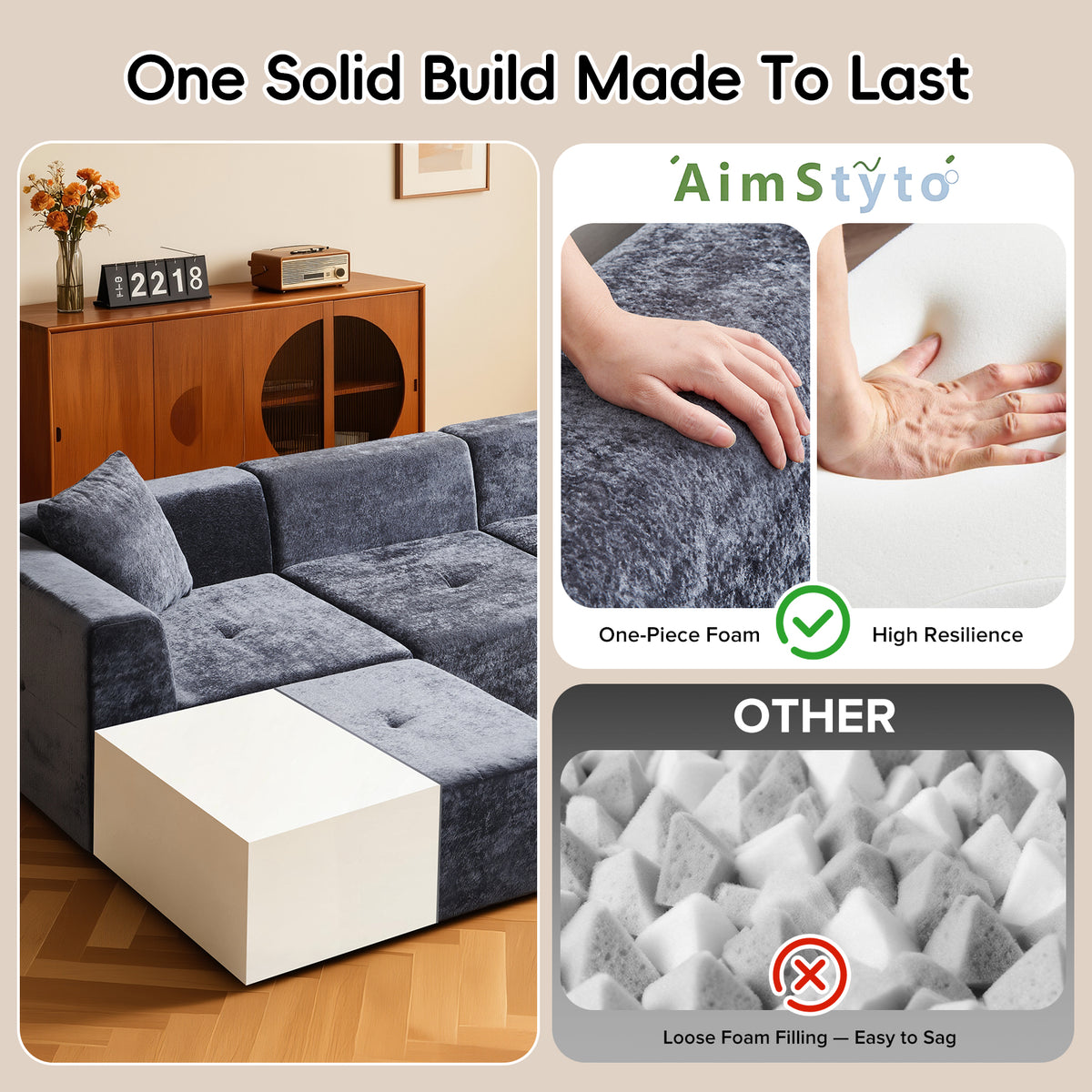 108" Modular Sectional Sofa L-Shape Chaise