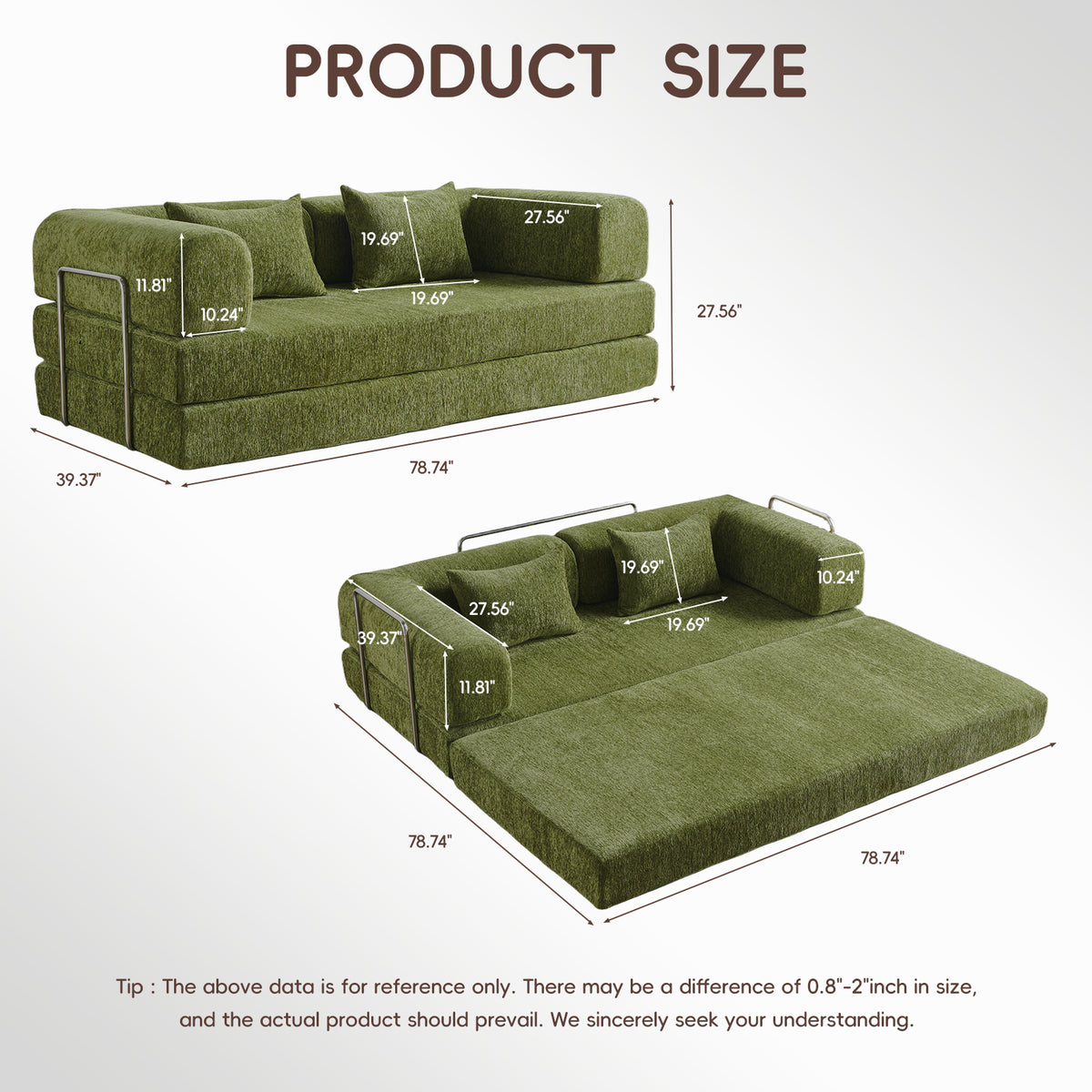 AIMSTYTO 5-in-1 Convertible Folding Sofa Bed