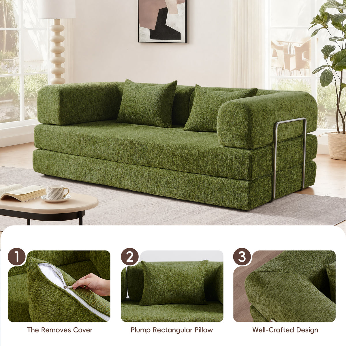 AIMSTYTO 5-in-1 Convertible Folding Sofa Bed