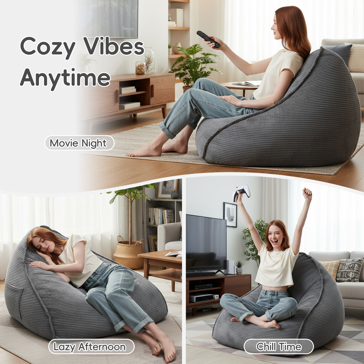 Cloud Bean Bag Chair with Ottoman for Adults