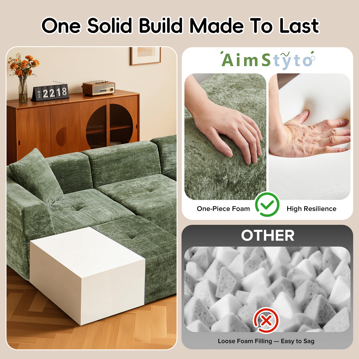 108" Modular Sectional Sofa L-Shape Chaise