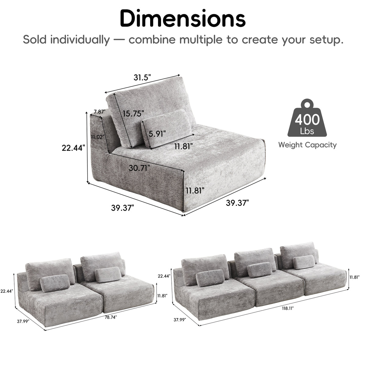AIMSTYTO Modular Sectional Sofa Couch