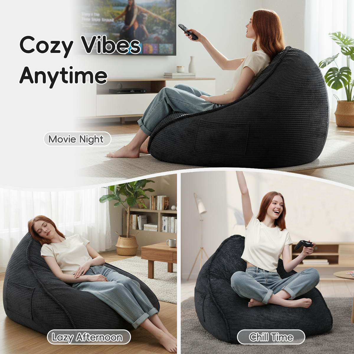 Cloud Bean Bag Chair with Ottoman for Adults