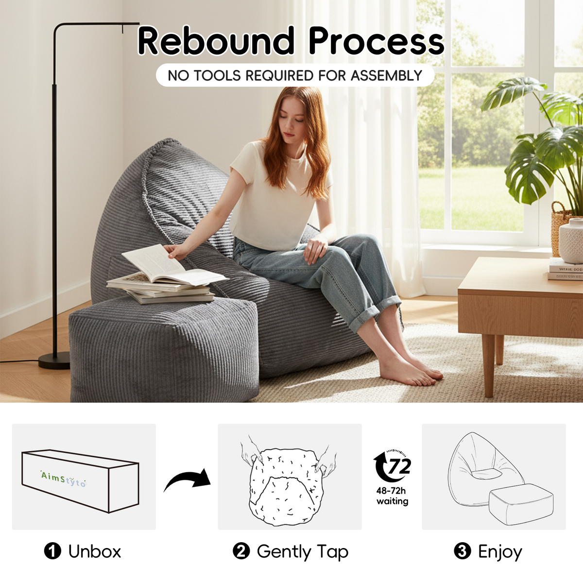 Cloud Bean Bag Chair with Ottoman for Adults